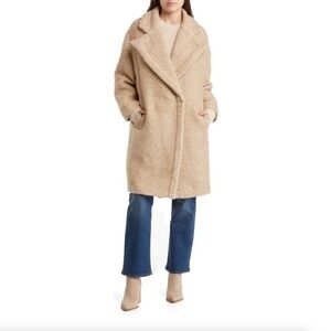 The Cashmere Project Faux Shearling Coat Wool Blend Tan Size Medium